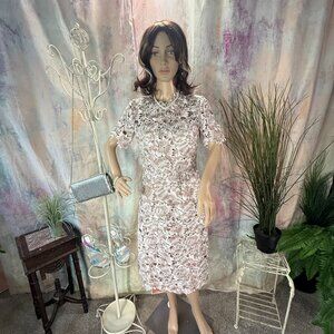 📌JS Collections Gorgeous Floral Lace-Overlay Midi Cocktail - Semi Formal Dress